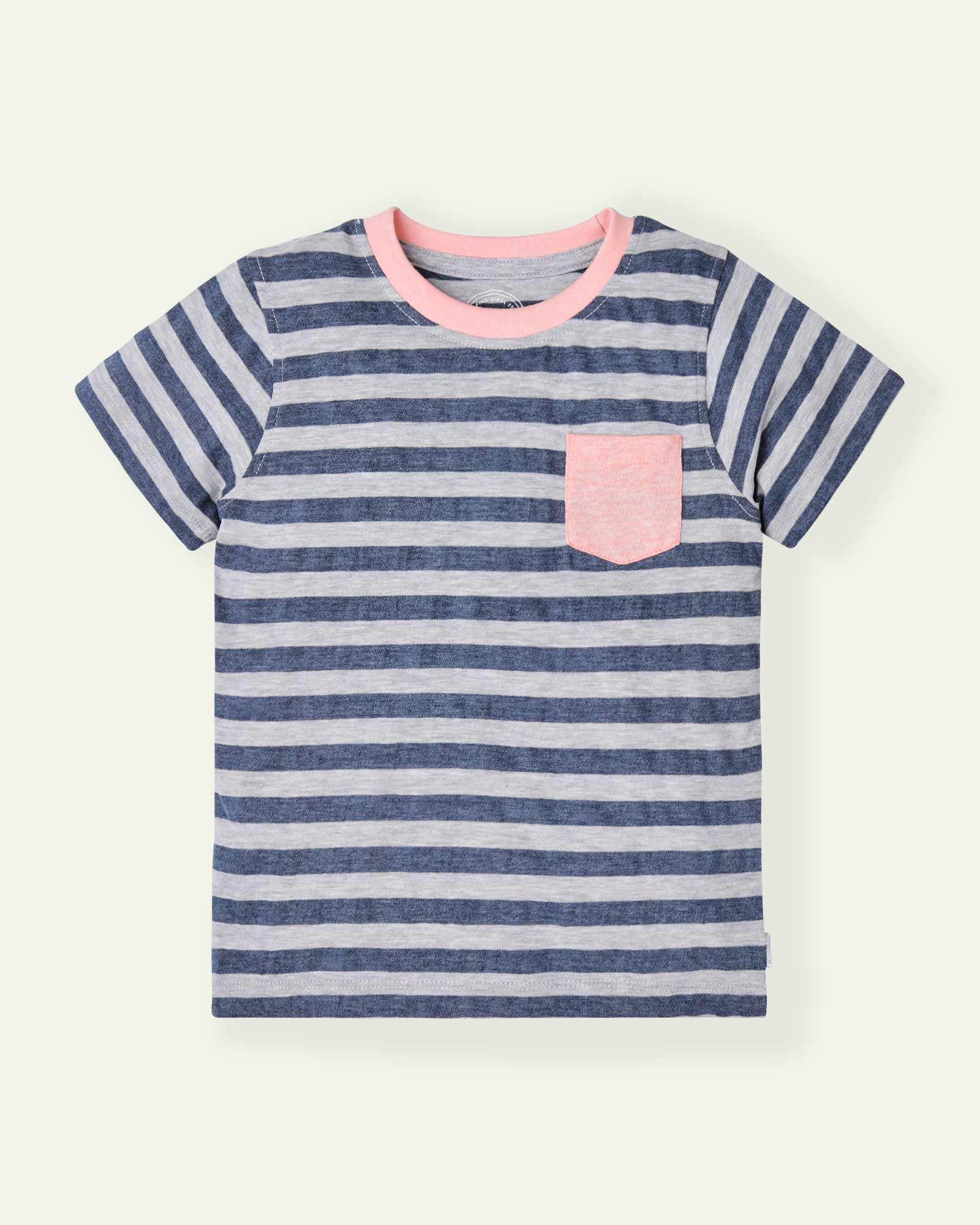 Blue and Grey Striped T-Shirt – Hopfair.pk