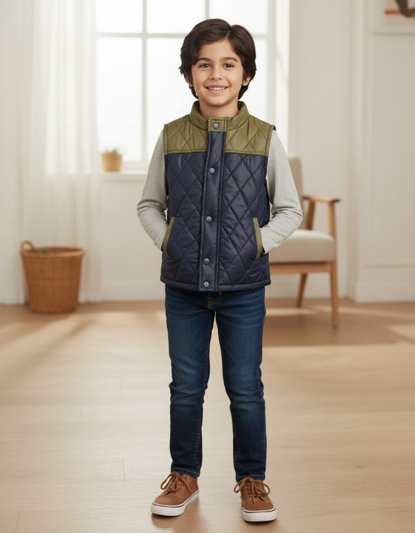 Green and Blue Puffer Jacket