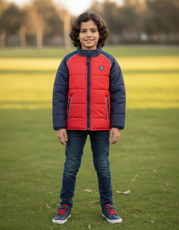 Red Raglan Puffer Jacket