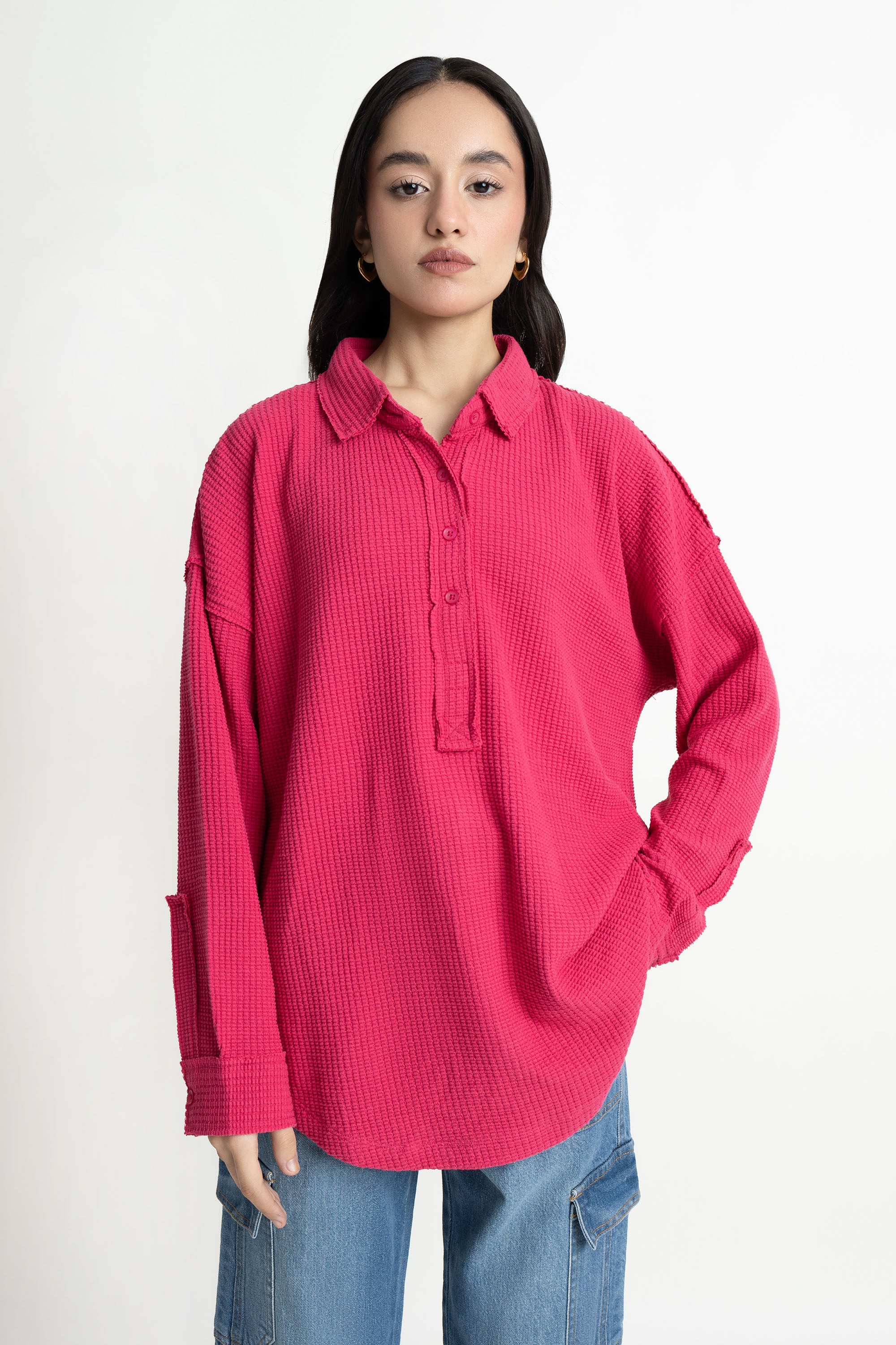 The Raspberry Pink Oversized Shirt – Hopfair.pk