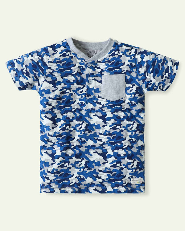 Blue Camouflage Henley