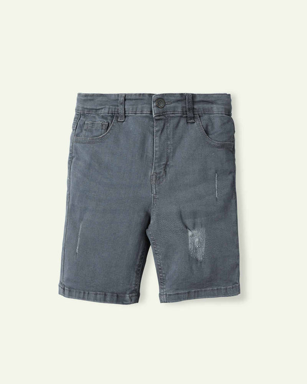 Ripped Grey Denim Shorts