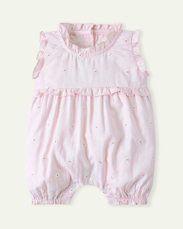 Pink Embroidered Romper