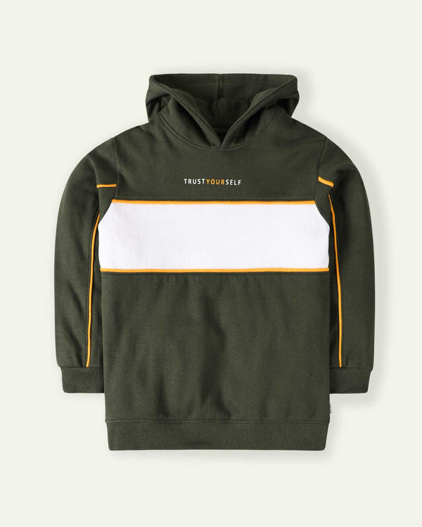 Green Color Block Hoodie