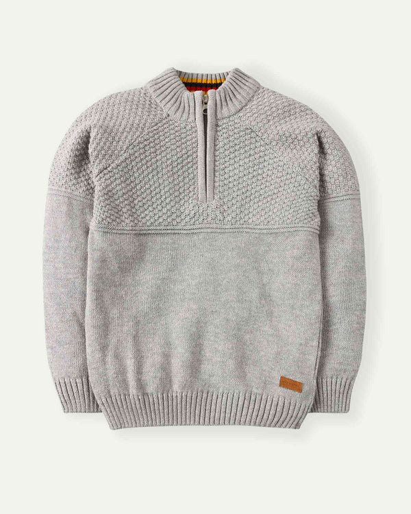 Grey Popcorn Knit Sweater