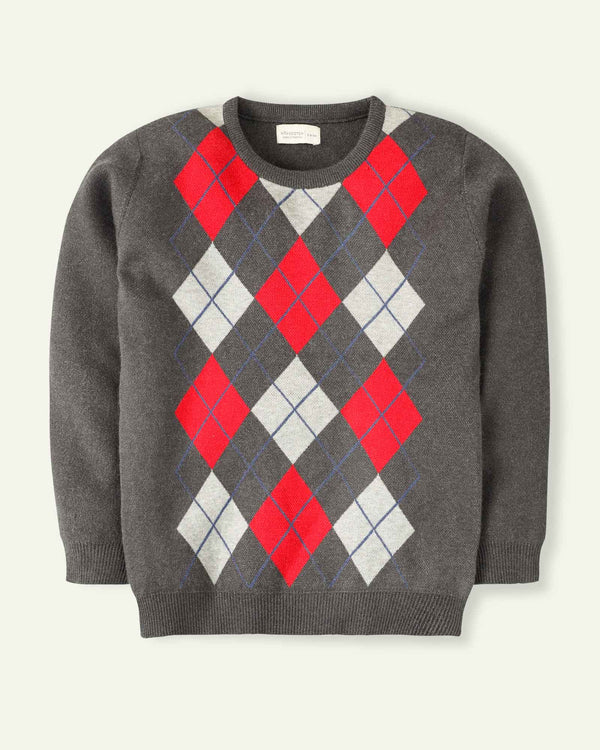 Charcoal Black Argyle Sweater