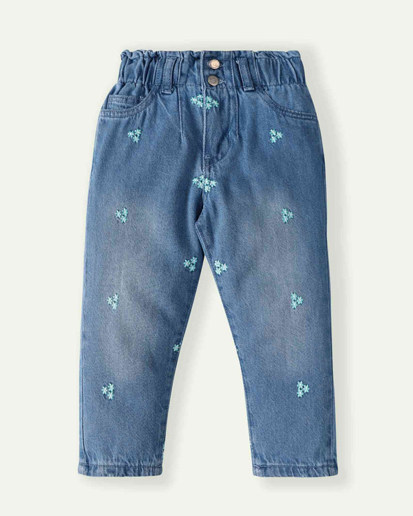 Embroidered Paper Bag Jeans