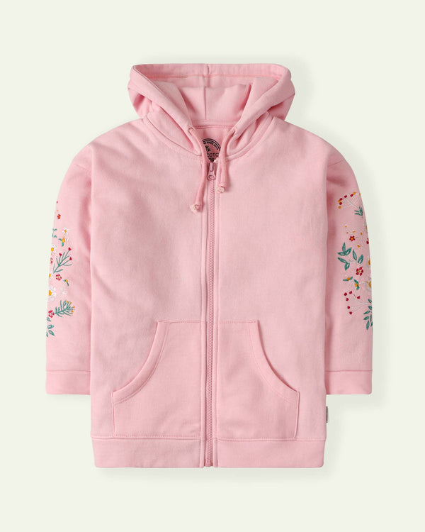 Pink Embroidered Hoodie