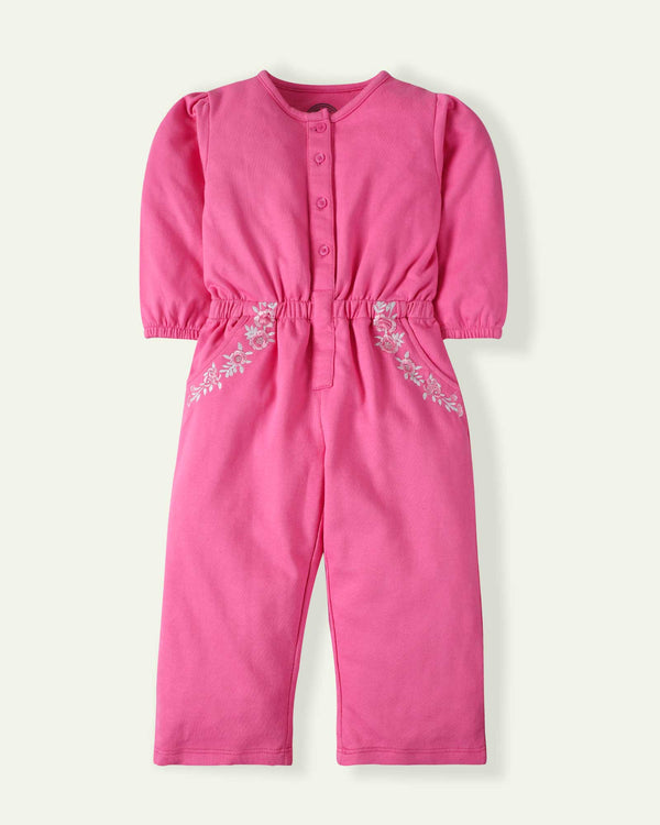 Pink Embroidered Jumpsuit