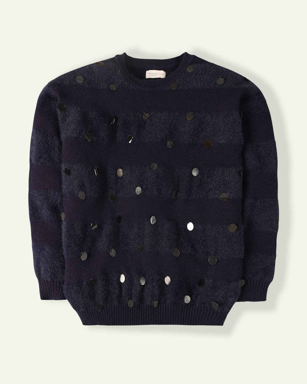 Navy Blue Sequins Sweater