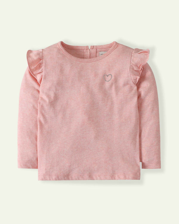 Peach Studded Heart T-Shirt