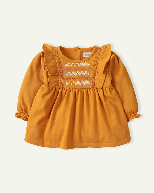 Mustard Embroidered Top