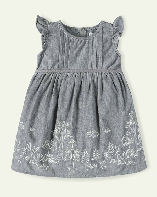 Grey Embroidered Dress
