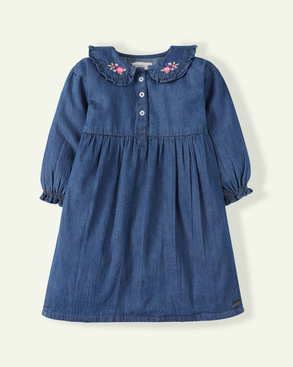 Frilled Denim Dress