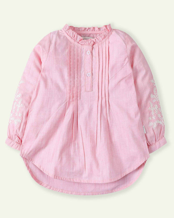 Pink Pleated Top