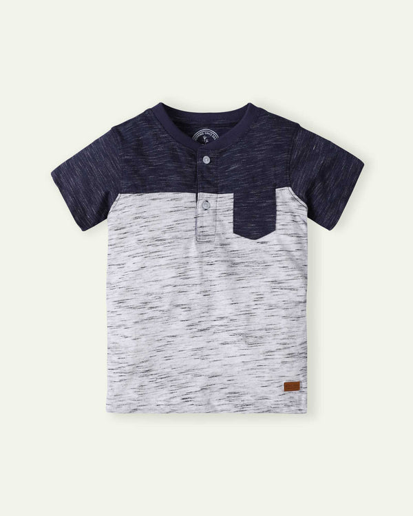 Blue Color Block Henley