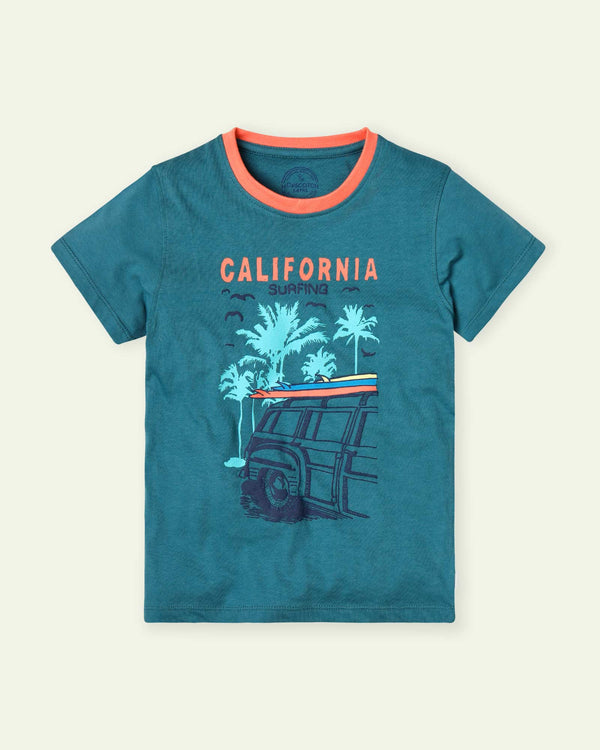Teal California Surfing T-Shirt