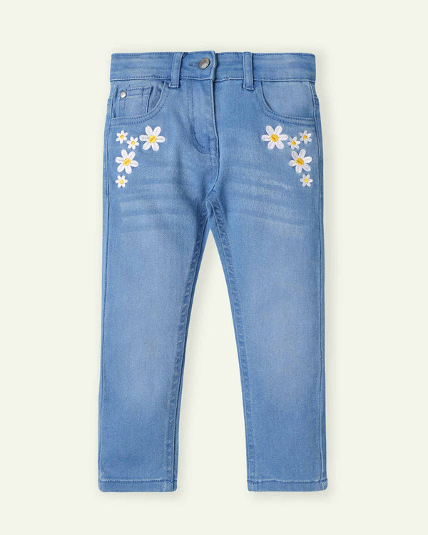 Embroidered Daisy Skinny Jeans