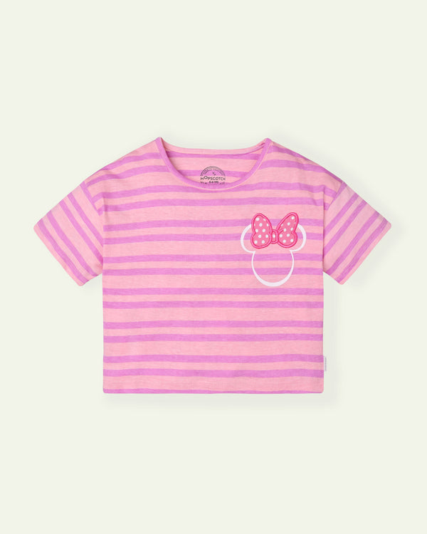 Purple Striped Boxy Cropped T-Shirt