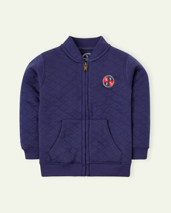 Navy Quilted Bomber Jacket