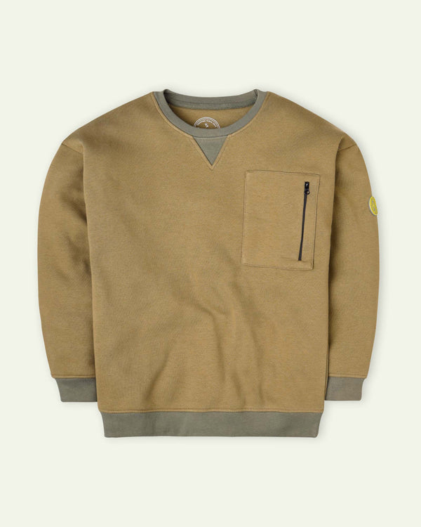 Zipper Pocket Olive Sweatshirt