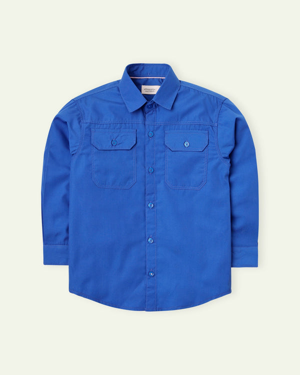 Blue Oversized Drop Shoulder Shirt