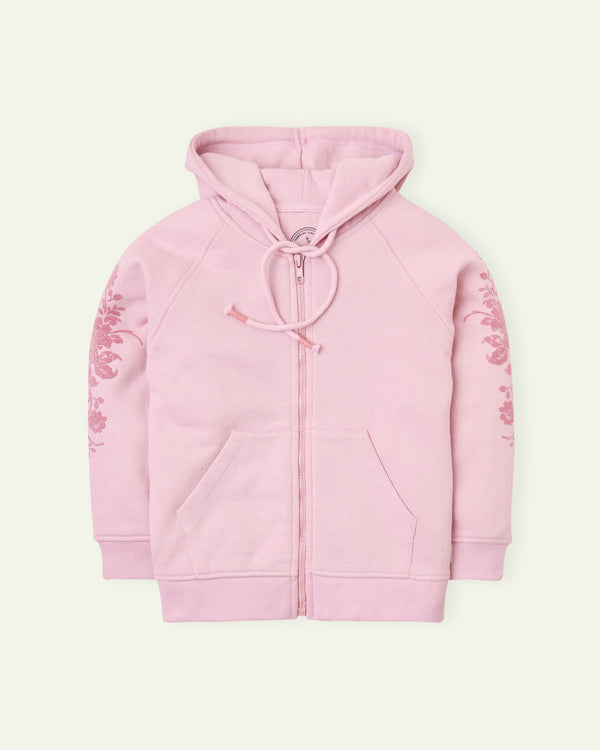 Flock Print Pink Hoodie