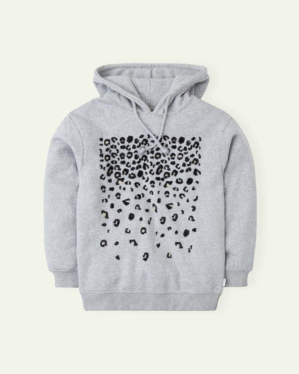 Grey Flock Print Hoodie