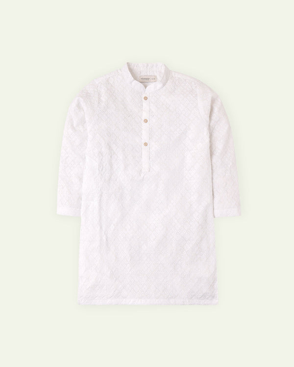 White Embroidered Kurta