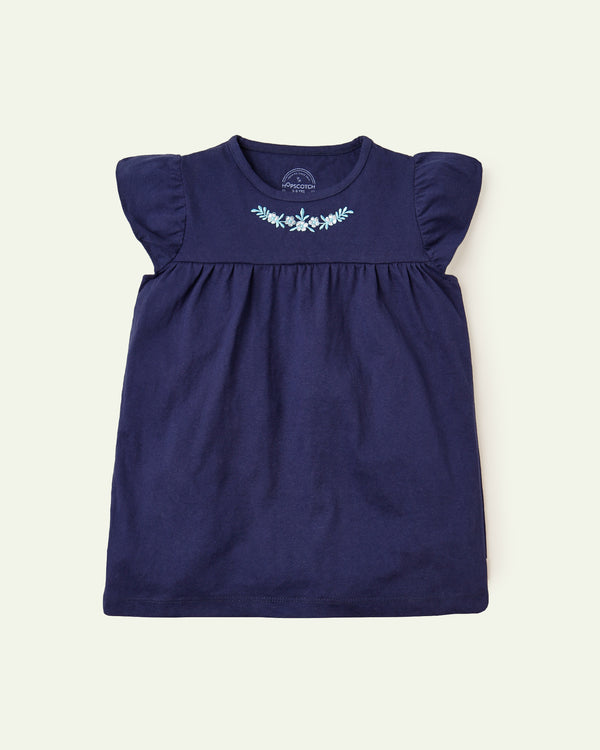 Blue Embroidered Top