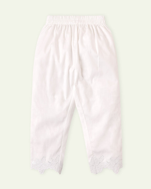 Scalloped White Trouser