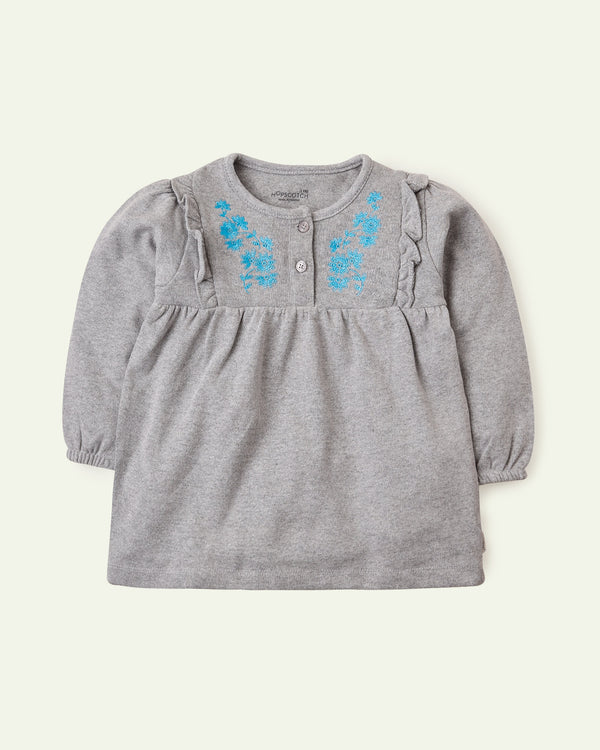 Embroidered Grey Top
