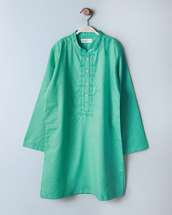 Green Embroidered Kurta